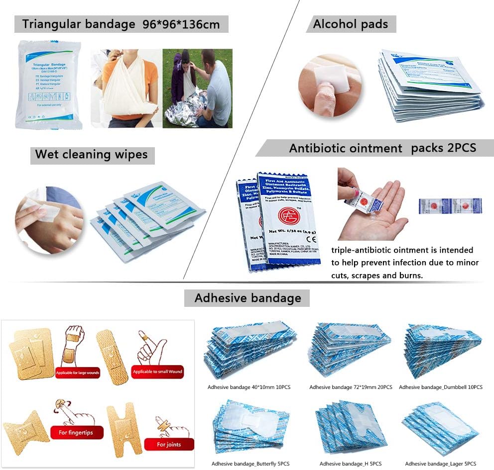 First Aid Kit Home Comprehensive 25 Items 131 Piece Soft Case Bag for Camping Hiking Car Emergency Survival Outdoor Sports Office by DIGGOLD : Sports & Outdoors