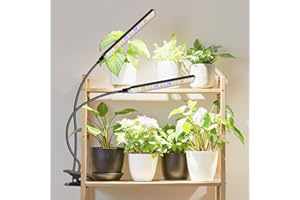 Aumtrly Grow Lights for Indoor Plants, 2 Head LED Full Spectrum Clip on Plant Lights for Indoor Growing with 6/12/16H Timer, 