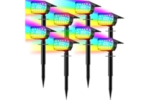 LANSOW Solar Spot Lights Outdoor Color Changing, [7 Modes/8 Pack] Christmas Landscape Spotlights, Solar Lights Outdoor Waterproof, Solar Powered Flood Lights for Outside Yard Garden Pathway