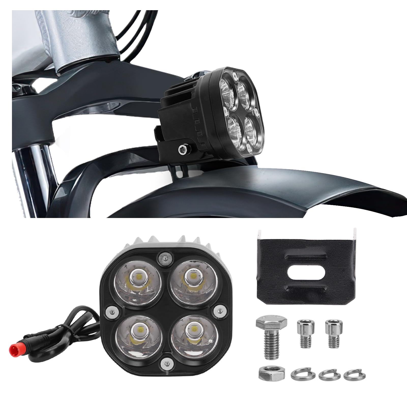 Photo 1 of Jerbor Headlight Replacement Kit for Rad Power Bikes, RadMini, RadRover, RadExpand, RadRunner Models, 6000K LED Waterproof Headlamp with 4 Ultra-Bright Bulbs, Durable Electric Bike Accessory