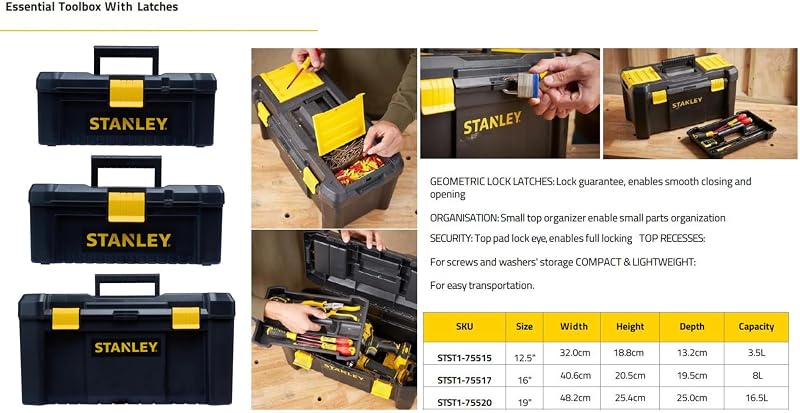 STST1-75517 Cassetta Porta Utensili, Nero/Giallo, 16"