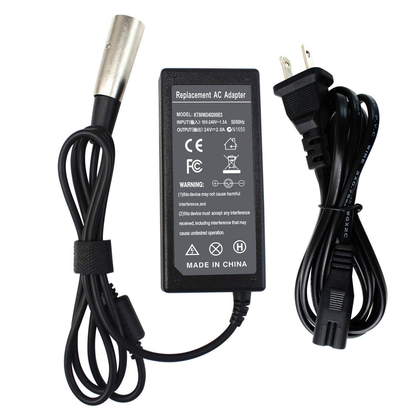 Easy&Fine 24V 2A Electronic Scooter Battery Charger for Go-Go Elite Traveller SC40E/SC44E, Ezip Mountain Trailz Schwinn 4.0 S400 S500 Jazzy Power Chair