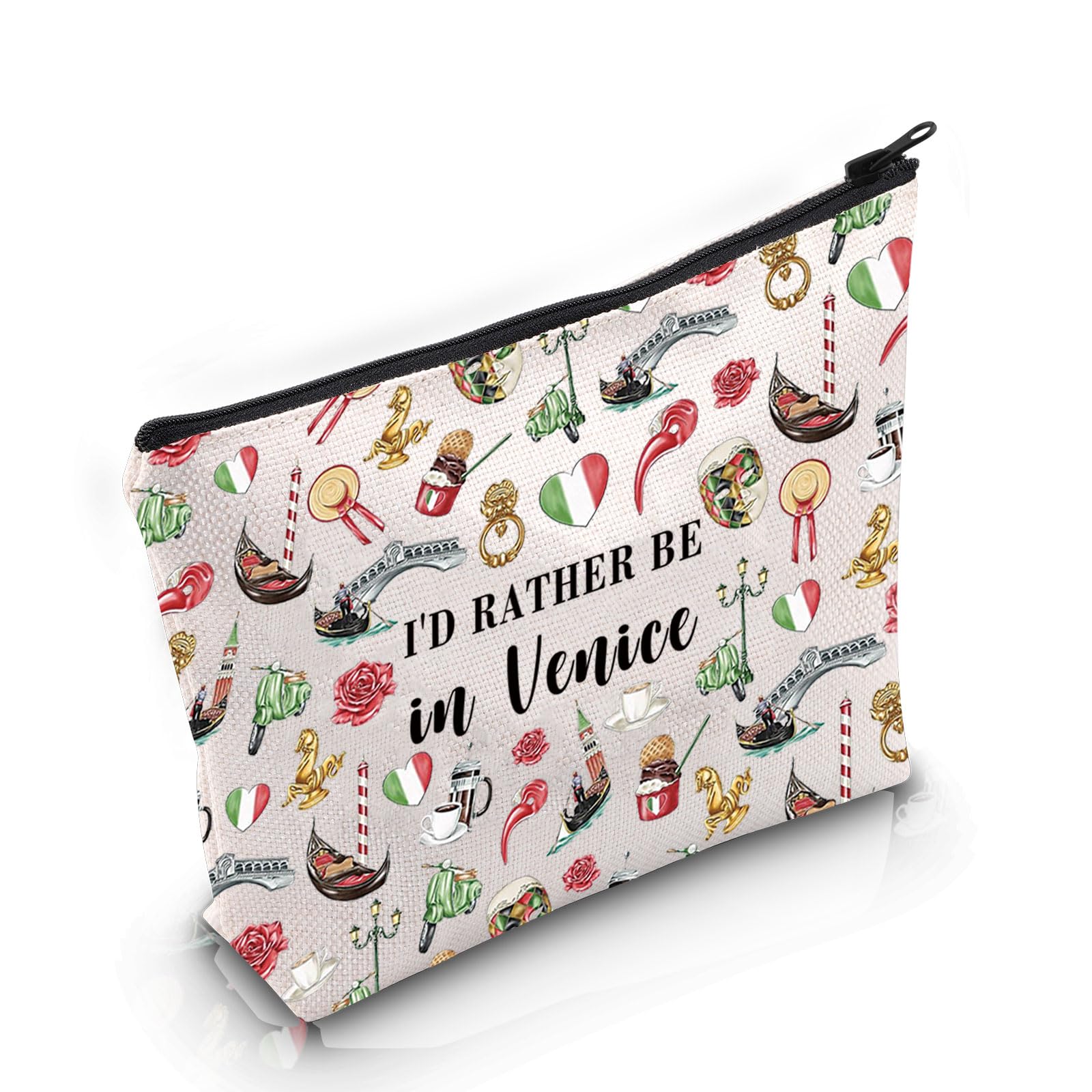 PYOUL Venice Lover Gift I’d Rather Be in Venice Makeup Bag Welcome to Italy Cosmetic Bag Venice Merch (Be in Venice Bag)