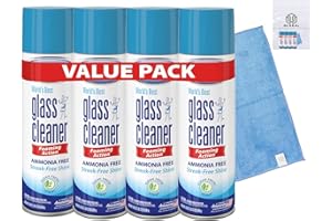 GLOBAL PACKING SOLUTIONS Glass Cleaner 19oz (Pack of 4) Streakless Foam Action Window Cleaner bundled with Microfiber Cleaning Cloth