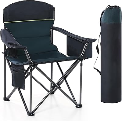 HIGH POINT SPORTS Campingstuhl Faltbar 200kg Klappstuhl Gepolstert mit Getränkehaltern Faltbarer Angelstuhl XXL mit Armlehnen Outdoorstuhl