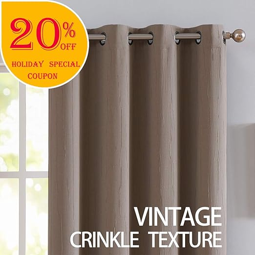 Amazon Com Natwin Brown Blackout Curtains For Bedroom Windows 96