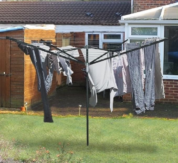4 ARM 50M ROTARY OUTDOOR WASHING LINE AIRER CLOTHES DRYER + COVER