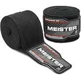 Meister Adult 180" Semi-Elastic Hand Wraps for MMA &amp; Boxing (Pair)