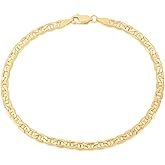 Floreo 10k Yellow Gold 1.7mm Solid Anchor Mariner Mirror Chain Anklet, 10 Inch