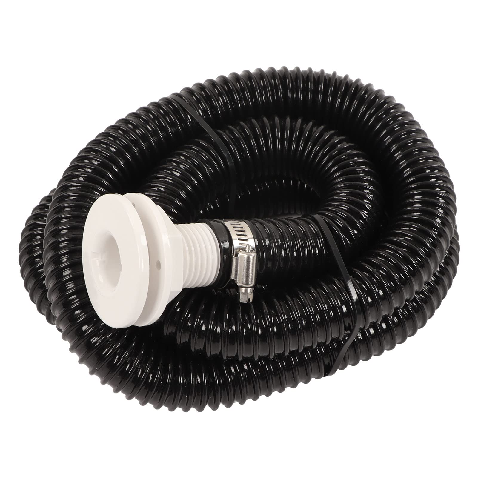 Bediffer Bilge Pump Hose Plumbing Kit, Thru Hull Fitting 5ft PVC Hose 1‑1/8in Dia 2pcs Clamp Heavy Duty for Boat