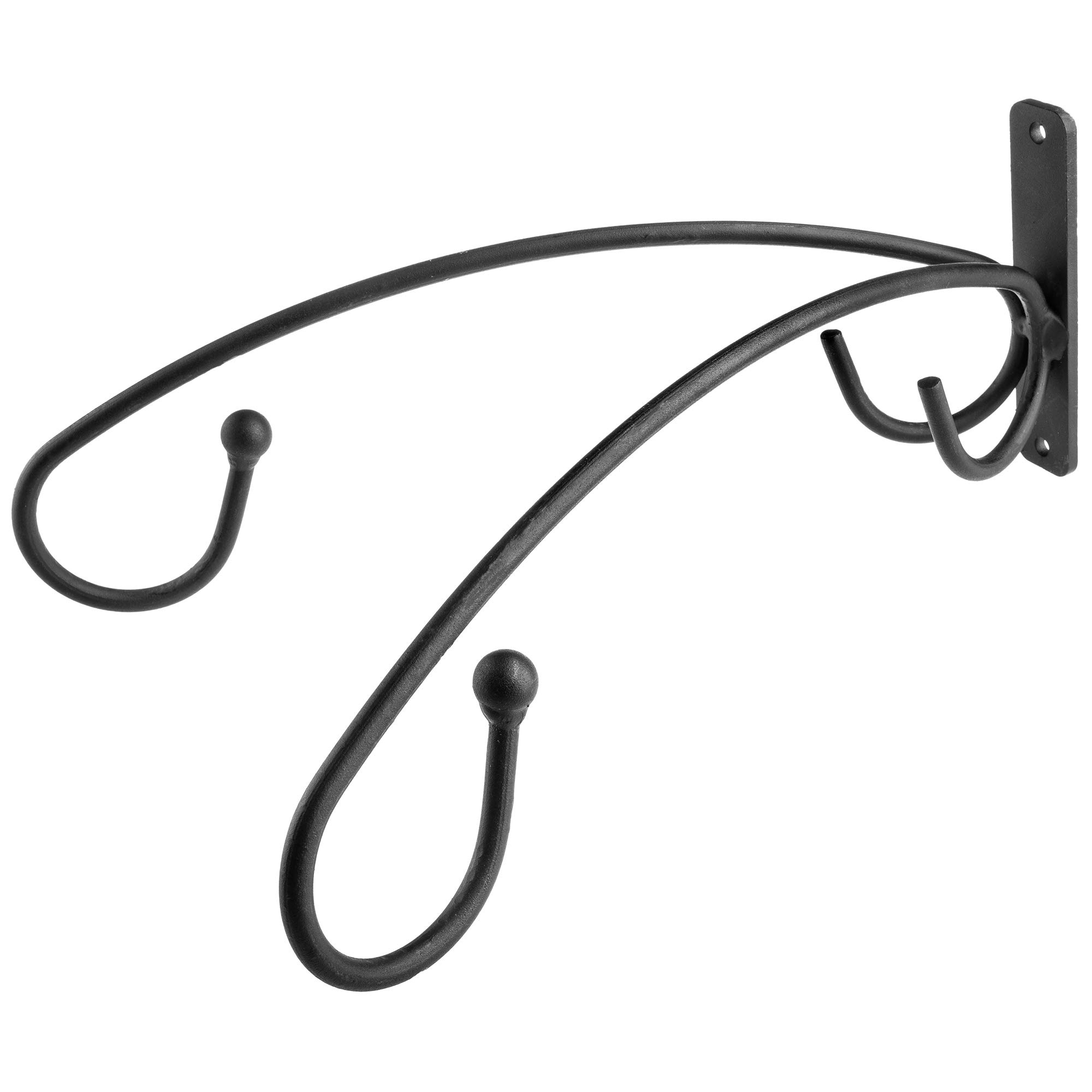 KADAX Double Wall Hook for Hanging Basket, Hanging Baskets, Flower Pot, Lantern, Balcony, Garden, Plant Holder, Steel Hanging Basket, Wall Mount, Black