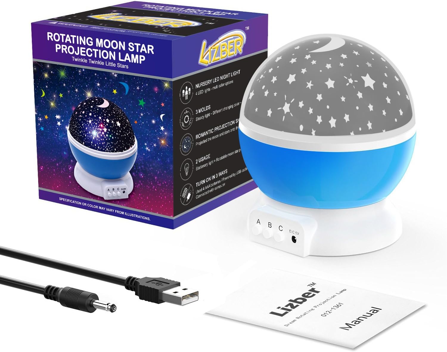 lizber baby night light moon star projector