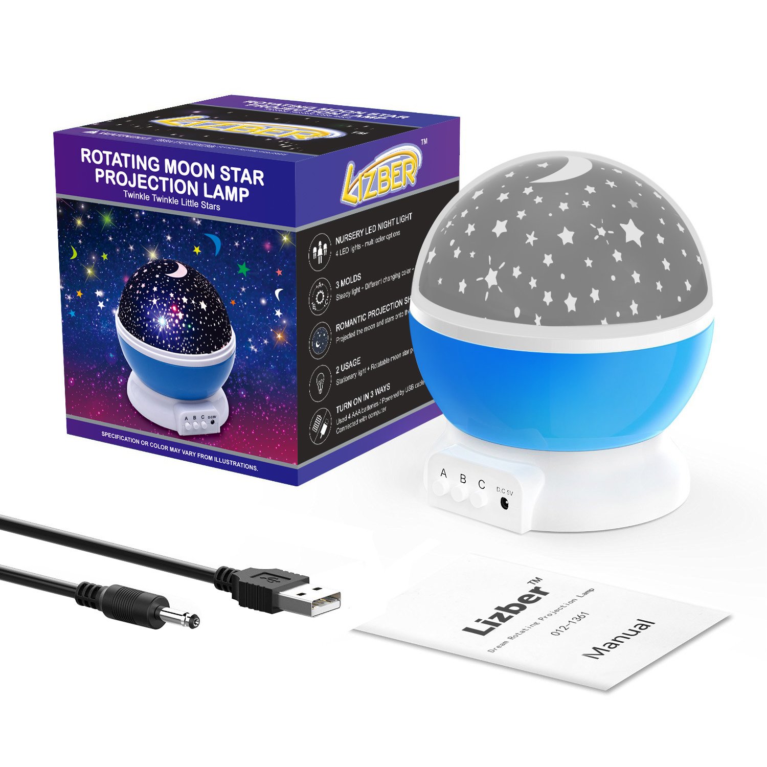 lizber baby night light moon star projector