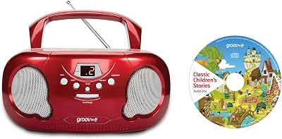 Groov-e Original Boombox CD Player with Radio Red