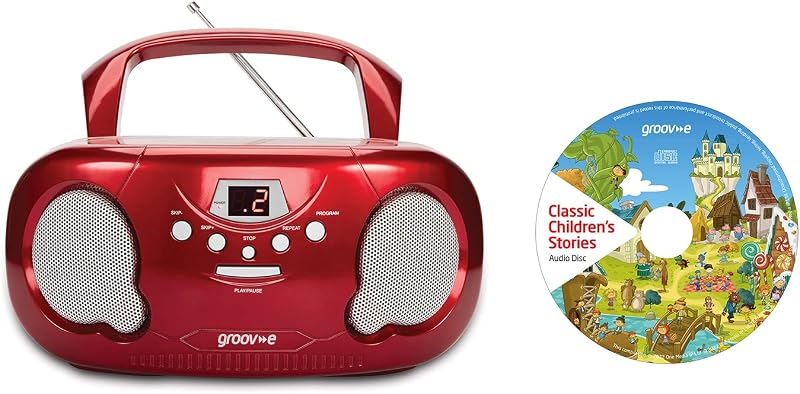 Groov-e Original Boombox CD Player with Radio Red