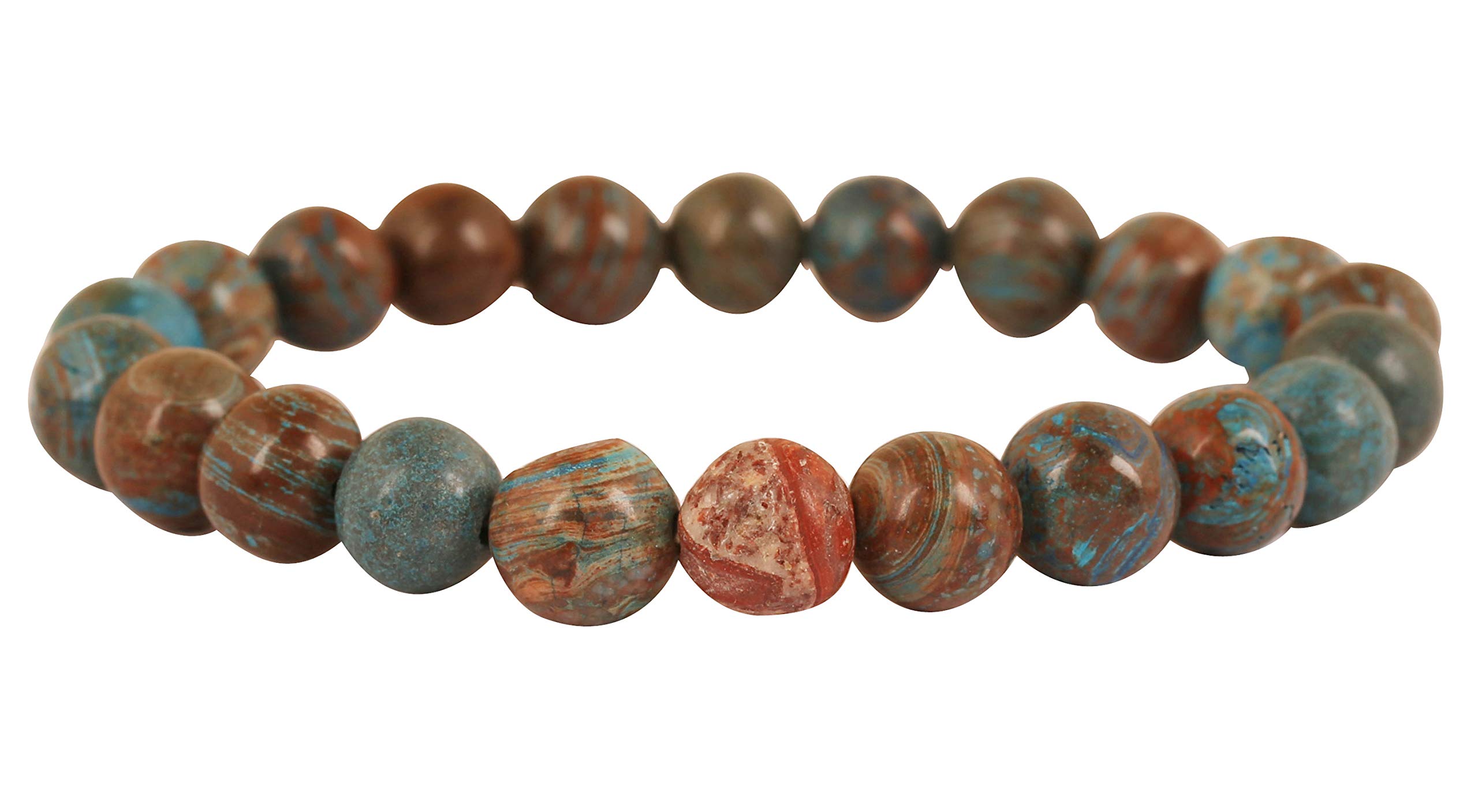 Touchstone NEW Indian Bollywood 8 MM Round Shape Natural Chrysocolla Gemstone Healer Nerve Controller Health Maintainer Stretchable Bracelet For Women And Men.