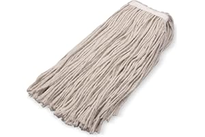 SPARTA Flo-Pac Cotton Mop Head, Cut-End, Narrow Band with White Band for Organized Cleaning, 32 Inches, Tan