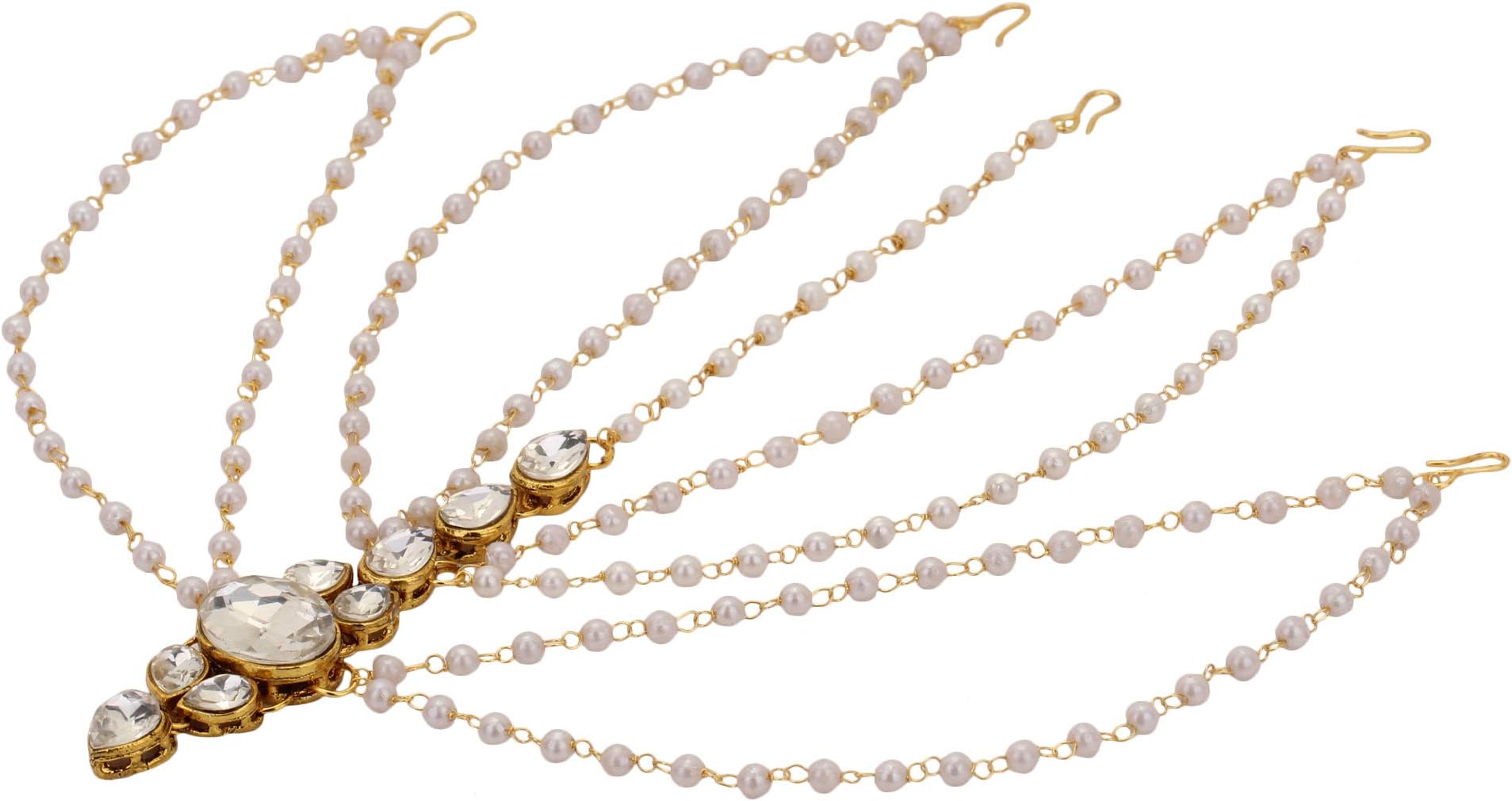 Shreyadzines Golden Metal CZ Stone Matha Patti/Head Accessory
