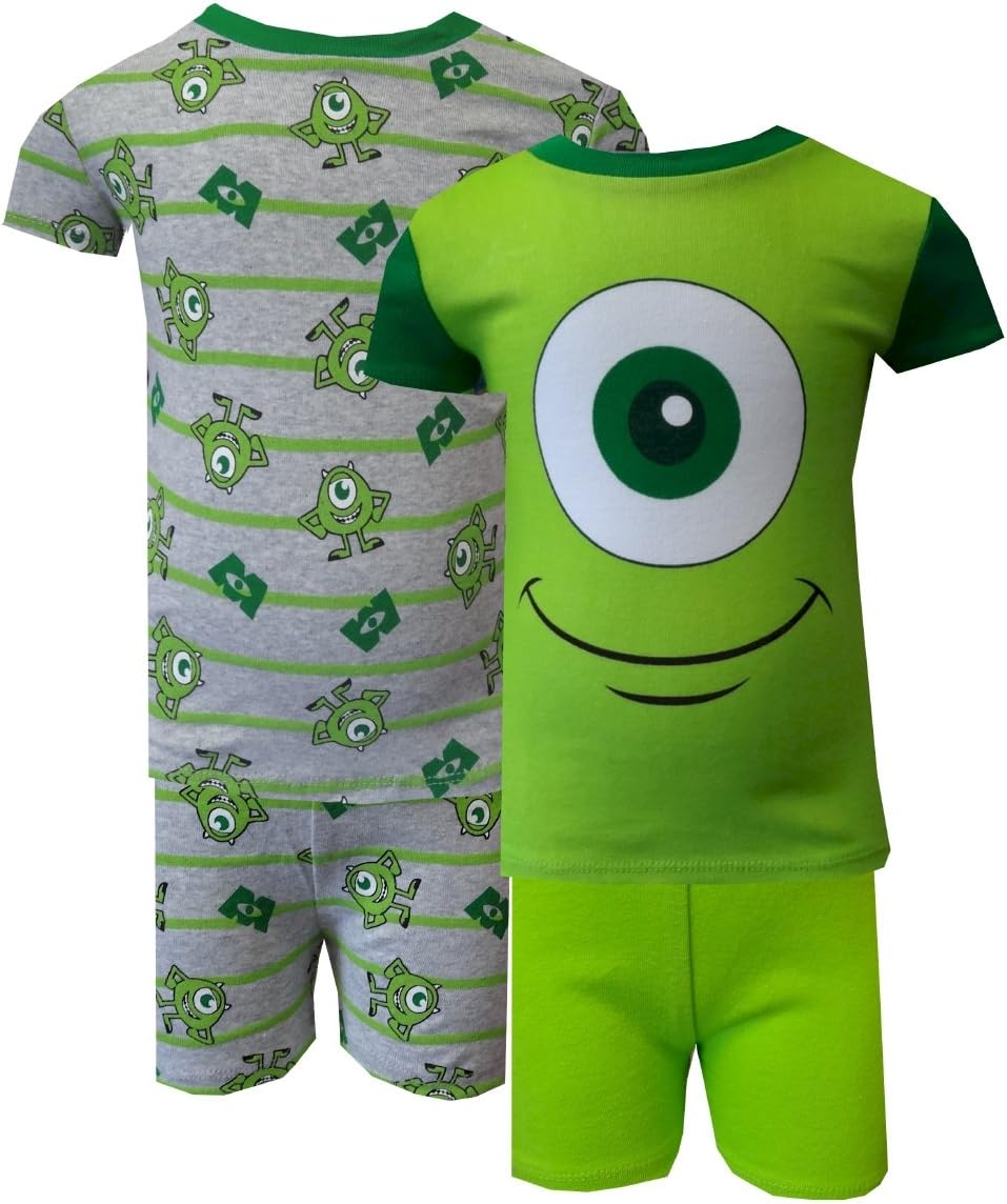 2T Disney Pixar Monsters Inc Pajamas Short Sleeves Shorts 2 Sets 4PC Green