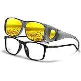 LVIOE Polarized Fit Over Night Vision Glasses for Women Men Over Glasses Wrap Around for Night Driving Glare Eyeglasses N8143