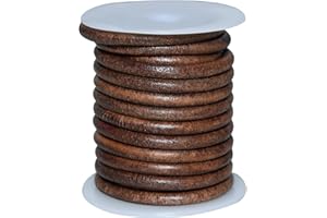 Autentico Leather String Cord for Making Necklace, Bracelets and Jewellery, Genuine Cowhide Leather Round Braided String Bolo Tie Cord Rope for Shoe Laces and DIY Crafts (Brown, 5mm)