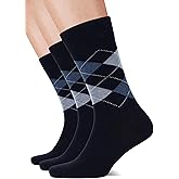 LAETAN Men’s Colorful Argyle & Solid Dress Socks, Crew Length, Soft Cotton, Comfortable Socks for Men, US Size 8-12, 3 Pairs