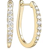 Degerde 14K Gold Hoop Earrings for Women Gold Earrings Unique U-shaped with Cubic Zirconia Gold Huggie Hoops Earrings Hypoallergenic Lightweight Earrings for Women 25mm