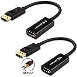 Cable Matters 2-Pack, Gold Plated DisplayPort to HDMI Male to Female Cable Adapter