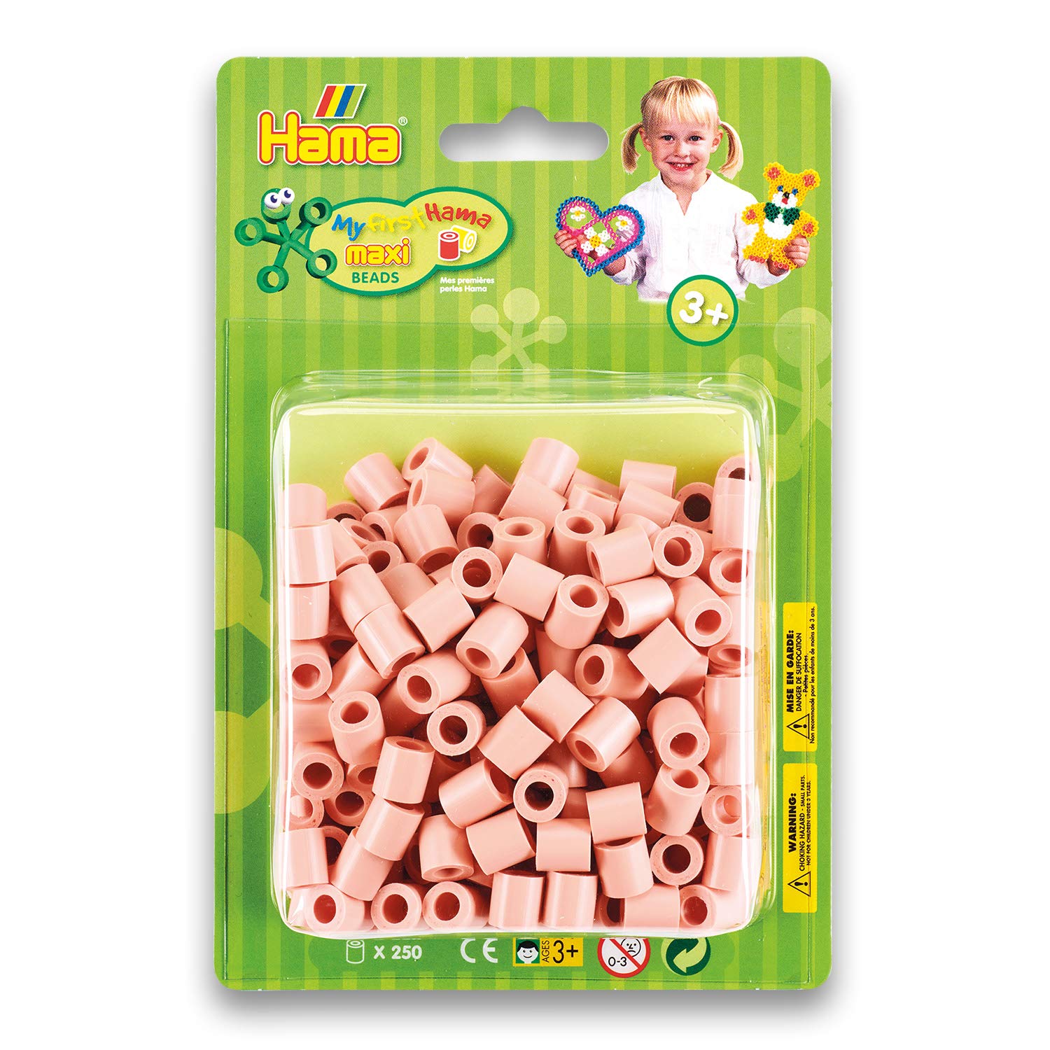 Hama Perlen 8526 Ironing Beads Pack of Approx. 250 Colourful Maxi Craft Beads with Diameter 10 mm in Light Pink, Creative Craft Fun for Young and Old