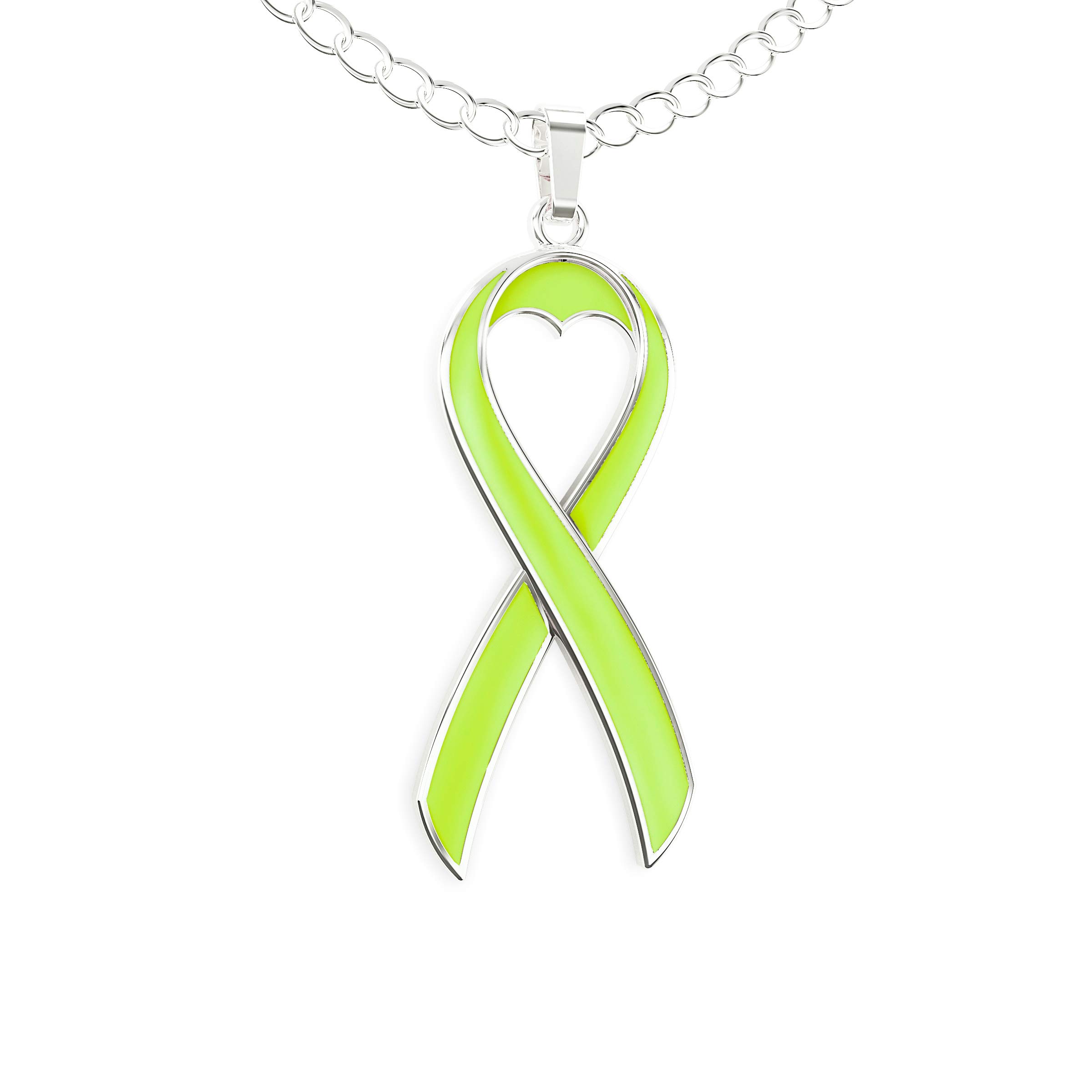 Happy Kisses Cancer Awareness Necklace - Ribbon Pendant, “Together We are Tougher Than Cancer” - Gift for Women, 18", Metal