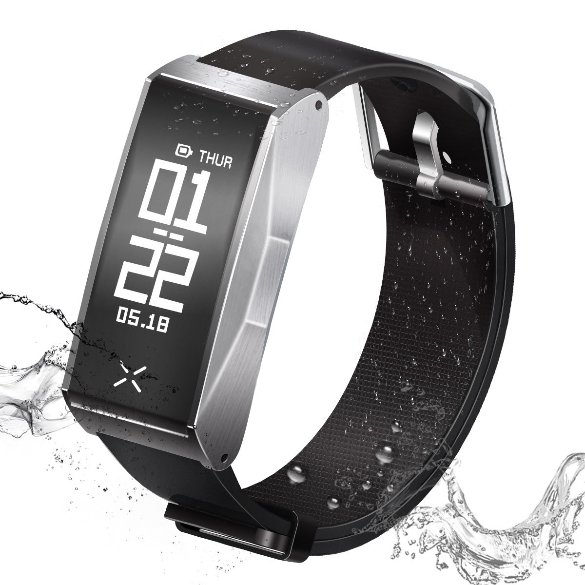 Fitness Tracker, AXESX Fitness Watch Waterproof Activity Tracker with Heart Rate Monitor, Bluetooth Pedometer, Sleep Monitor, Blood Pressure, Calories Counter, Call Remind for iOS & Android, Black