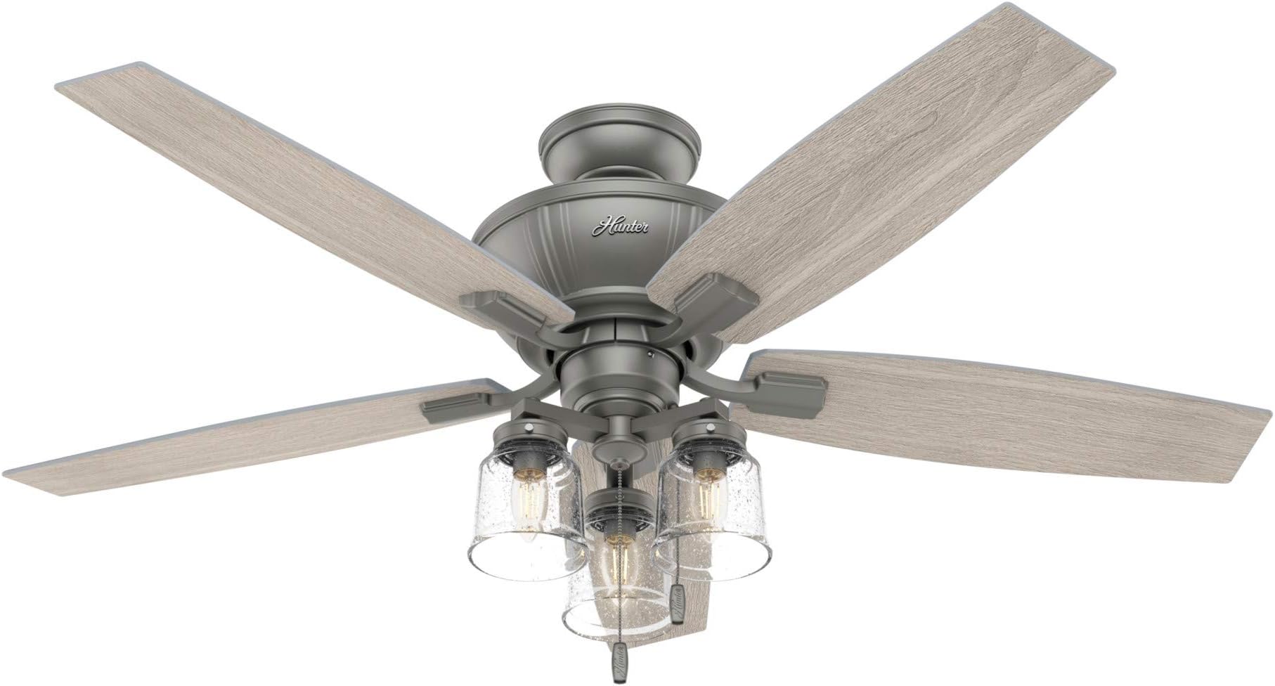 Hunter Fan Company 50402 Charlotte Ceiling Fan, 52, Matte Silver Finish