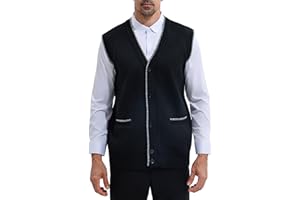 LemonGirl Men's Sleeveless Vests Cardigan Sweater V-Neck Vest Button Fit for Casual Wear