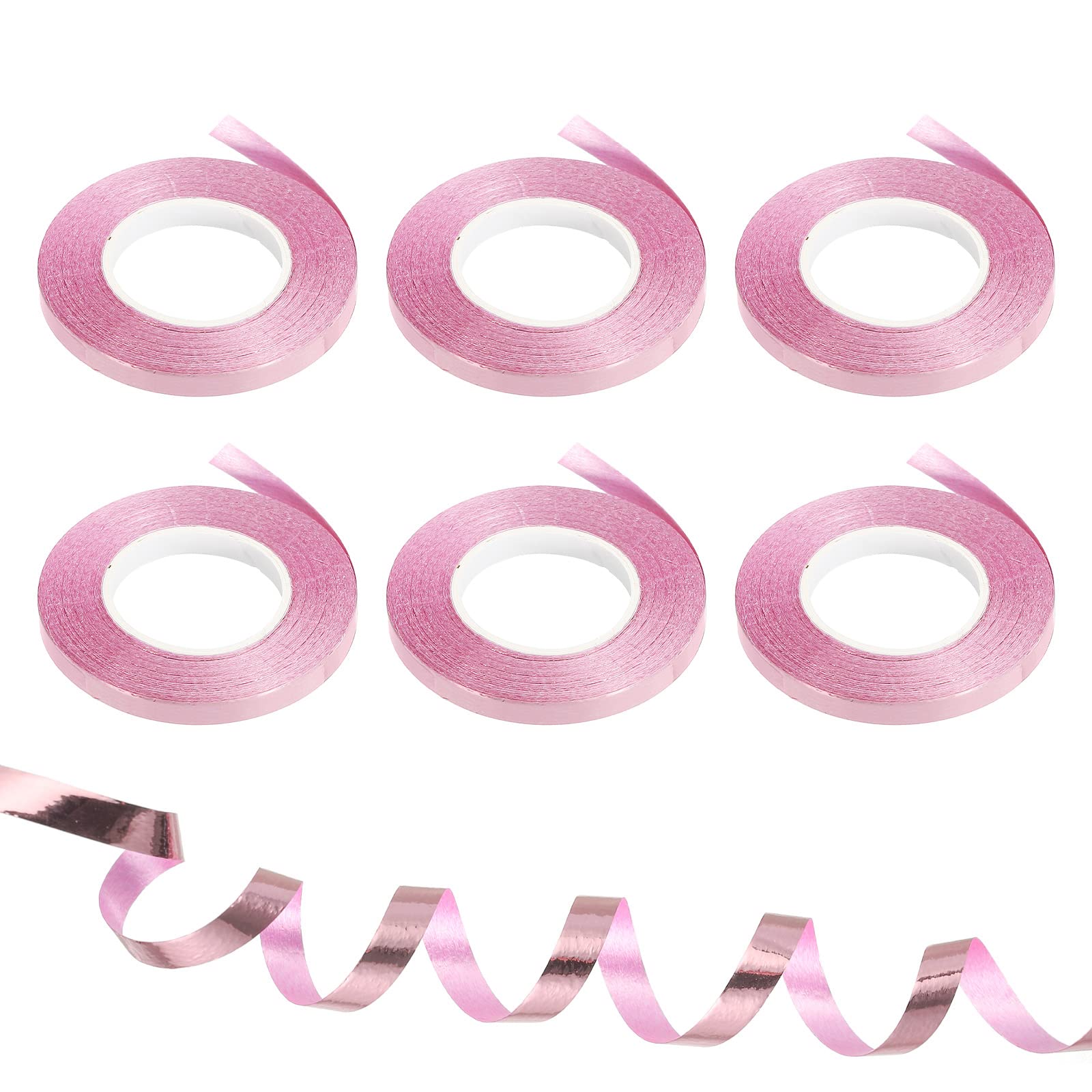 PATIKIL 6pcs Curling Ribbon Crimped Balloon String Shiny Metallic 5mm 10m Iridescent for Party Decoration Gift Wrapping Crafts Rose Gold — image 1