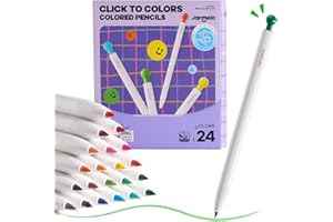 Jar Melo Mechanical Colored Pencils 24 Count, Erasable Oil-Based Pastel Pencils with Sharpener, Retractable 3mm Thick Color Leads, Drawing & Art Supplies for Kids 6-12, Artists Adults Coloring Books