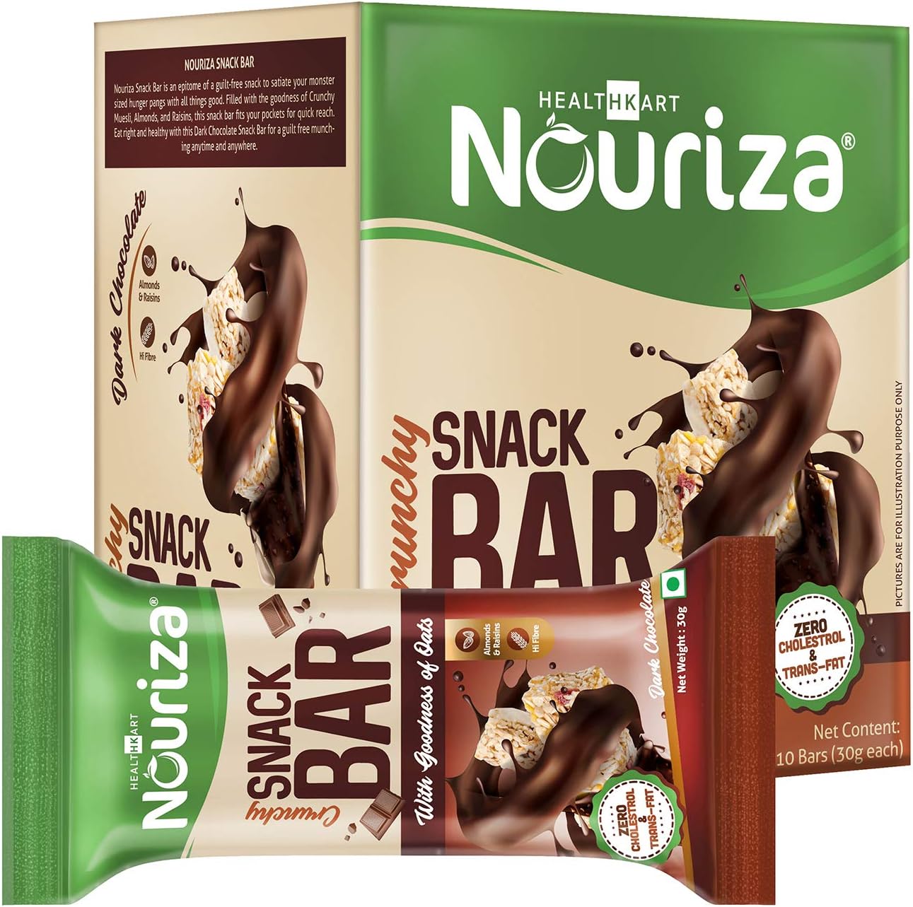 Nouriza Snack Bar, 10 Piece(s)/ Pack (Dark Chocolate)