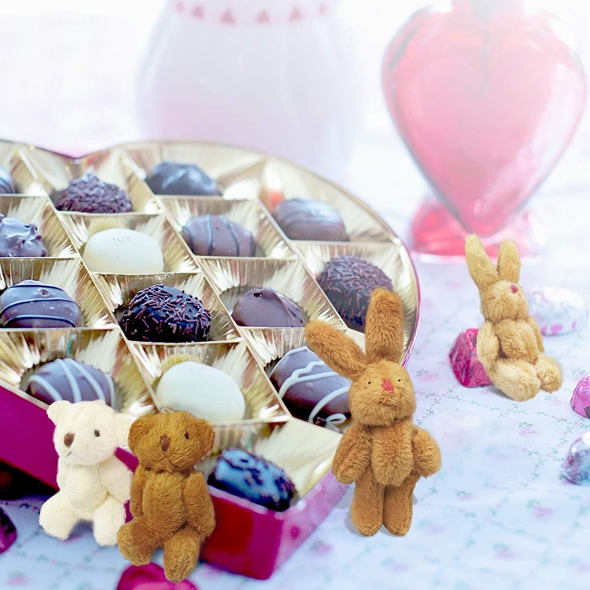 KUDES 12Pcs 6CM Mini Joint Teddy Bear Stuffed Animal Plush Toys Wedding Gift Box Doll Toy for Birthday Cake Wedding Decorations Party Favors Supplies Bag Charm DIY Accessory (12 PCS Bear): Toys & Games