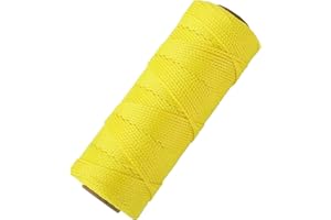 SDLTHR 500ft #24 Braided Nylon Mason Line - 100% High Strength Nylon String, Premium Masonry Hanging String for Landscape Ropes, Property Markers, Fluorescent Color, Yellow