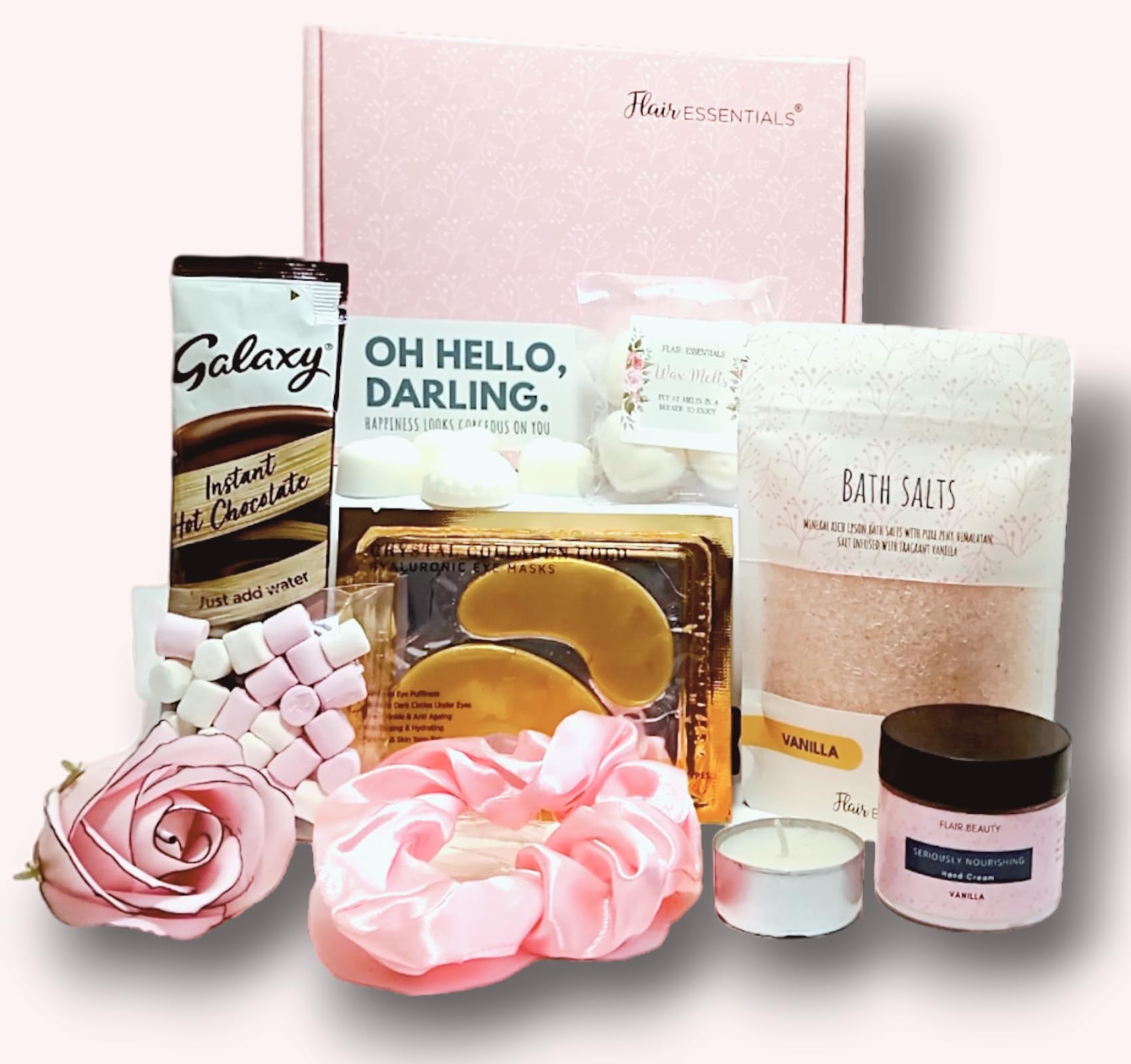 Pamper Gift Set for Women, Self Care Gift, Birthday Hamper Pamper Set for Her, Hug in a Box (9 Piece Set, Vanilla)