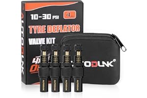 AUTODUNK Adjustable Auto-Stop Tire Deflator Valve Kit, 10-30 PSI Air Down Tool Offroad Accessories, 4 PCS