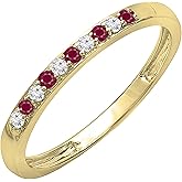 Dazzlingrock Collection Round Ruby & White Diamond Alternate Stone Wedding Band for Women in 10K Solid Gold