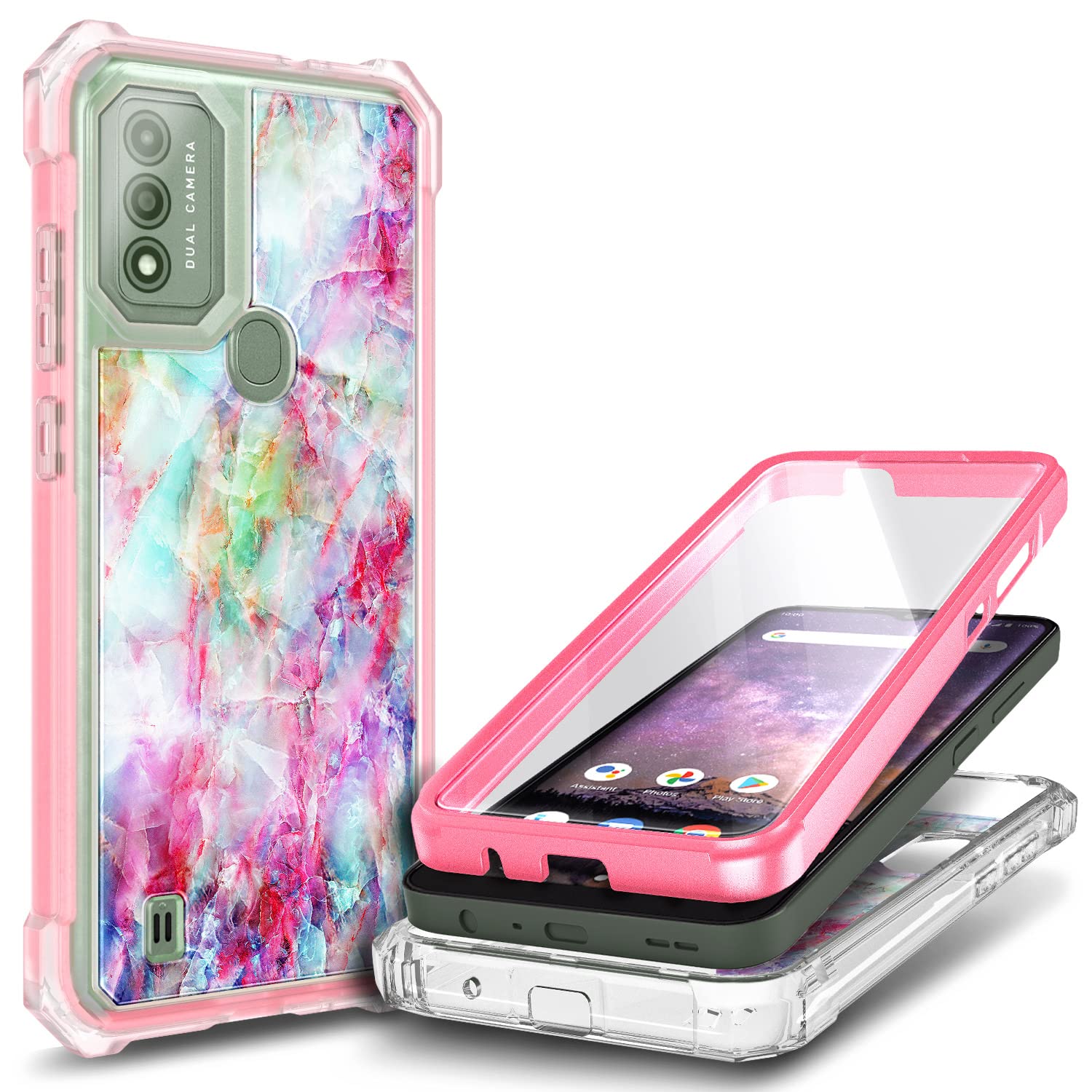 WDHD Designed for WIKO Voix Case with [Built-in Screen Protector], Full-Body Protective Shockproof Rugged Bumper Cover Phone Case for WIKO Voix U616AT (Fantasy)