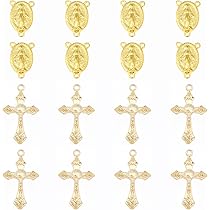 30 Breloques Crucifix Chapelet - En Alliage émaillé, 6 Couleurs - Pour Fabrication Bijoux DIY, Colliers, Bracelets - 4