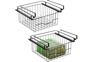 mDesign Compact Hanging Pullout Drawer Basket - Sliding Under Shelf Storage Organizer - Metal Wire - Attaches to Shelving - E