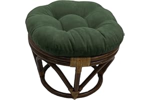 Blazing Needles Solid Microsuede Tufted Round Footstool Cushion, 18", Hunter Green