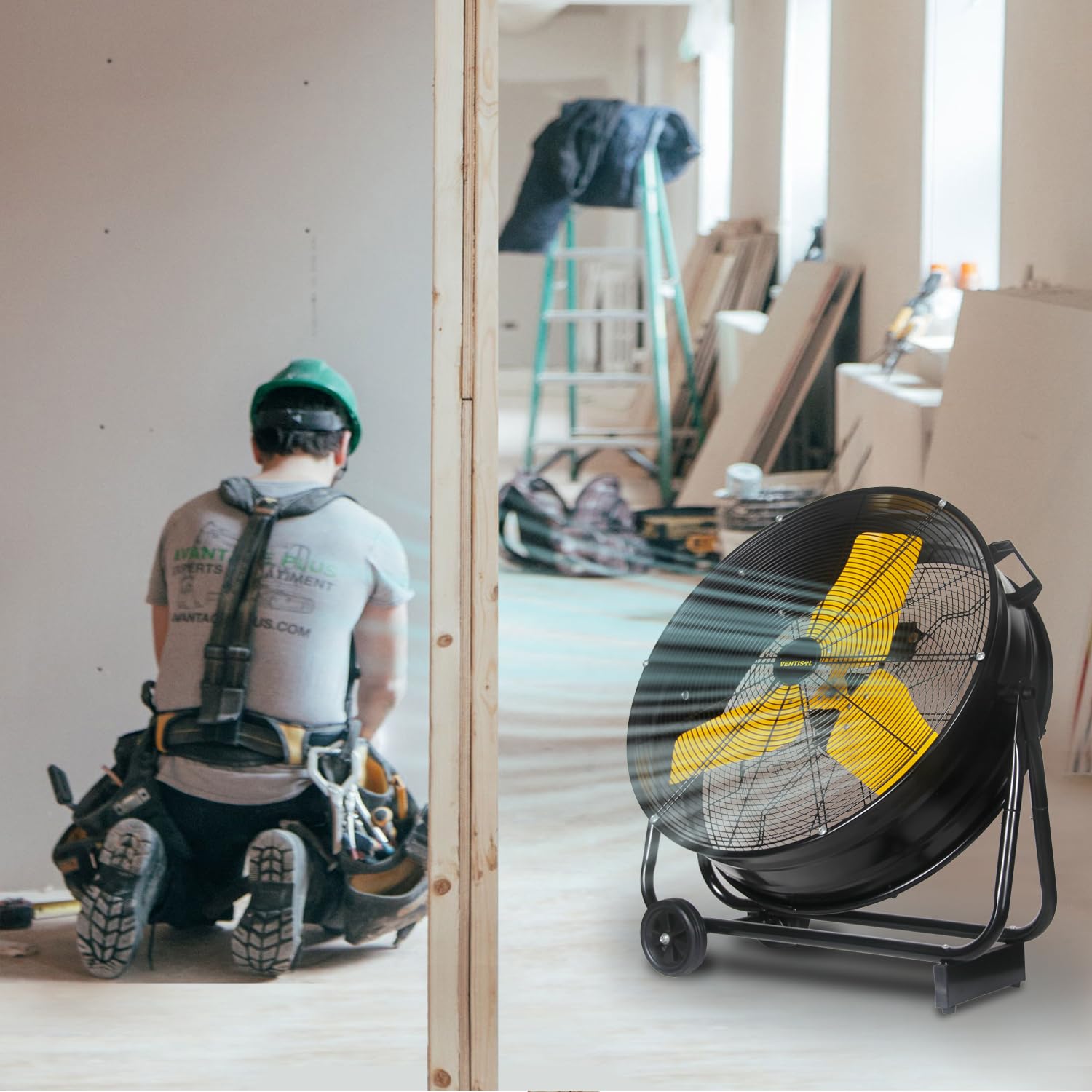 VENTISOL 24 Inch Industrial Drum Fan, 8800 CFM Heavy Duty Floor Fan,High Velocity Metal Fan, Shop Fans for Garage,Warehouse,Patio,Greenhouse,Workship,3-Speed