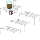 ROFAY Kitchen Cupboard Shelf Wire Rack - 4 Pack Cabinet Shelf Storage Organiser for Kitchen Cupboard, Pantry, Counter-Tops, Fridge, Food and Utensils - Chrome