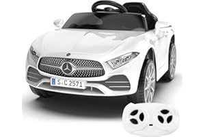 BOBIKE 12V Kids Ride On Car with 2.4G Remote Control,Battery Powered Electric Car Ride On Vehicle Double Doors, 5 Point Safety Belt,LED Light (SC-White)