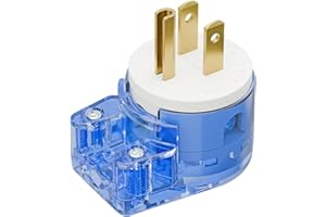 Plugrand Nema 5-15P 90 Degree Right Angle Plug 15A 125V, DIY AC USA 3-Prong Household, Transparent Blue ETL Verified