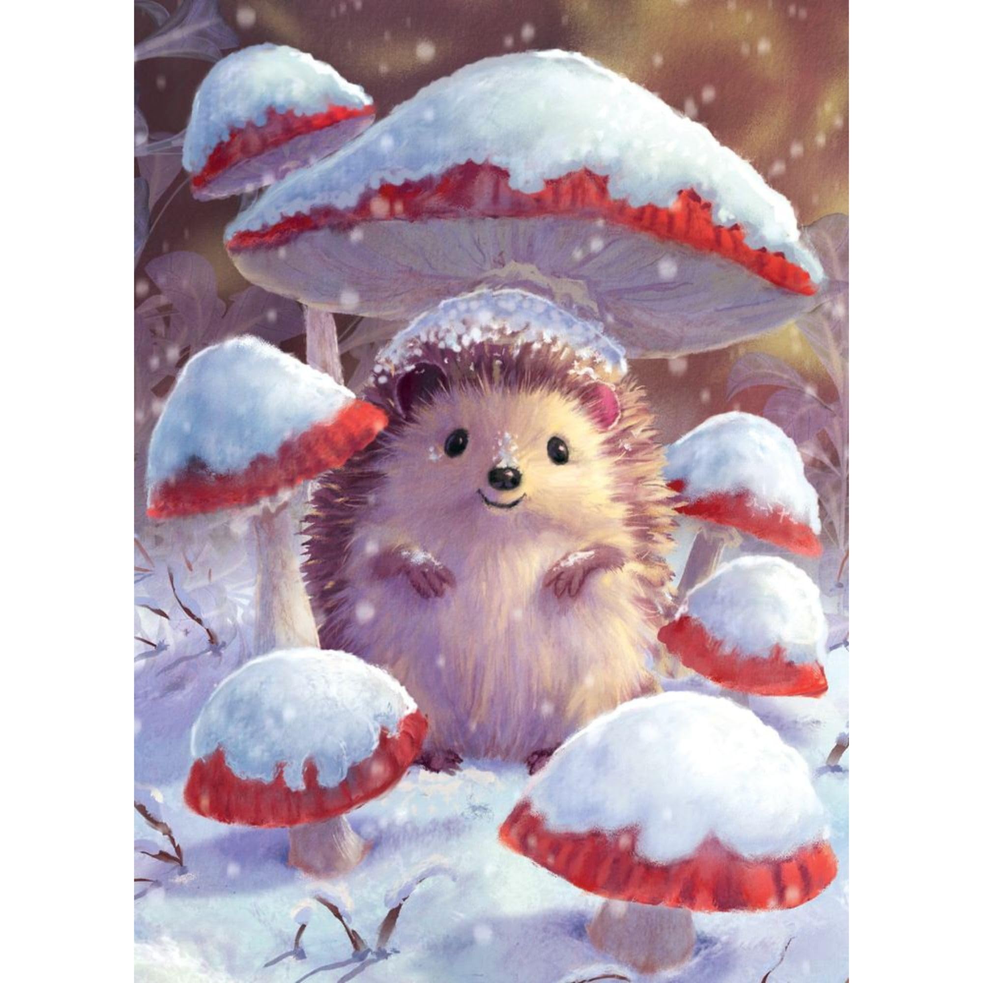 Museums & Galleries Charity Christmas Cards Pack of 8 - Cute Hedgehog & Festive Toadstools - Premium Greeting Cards Multipack with Envelopes - Supporting The British Heart Foundation